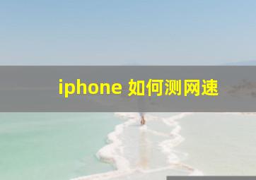 iphone 如何测网速